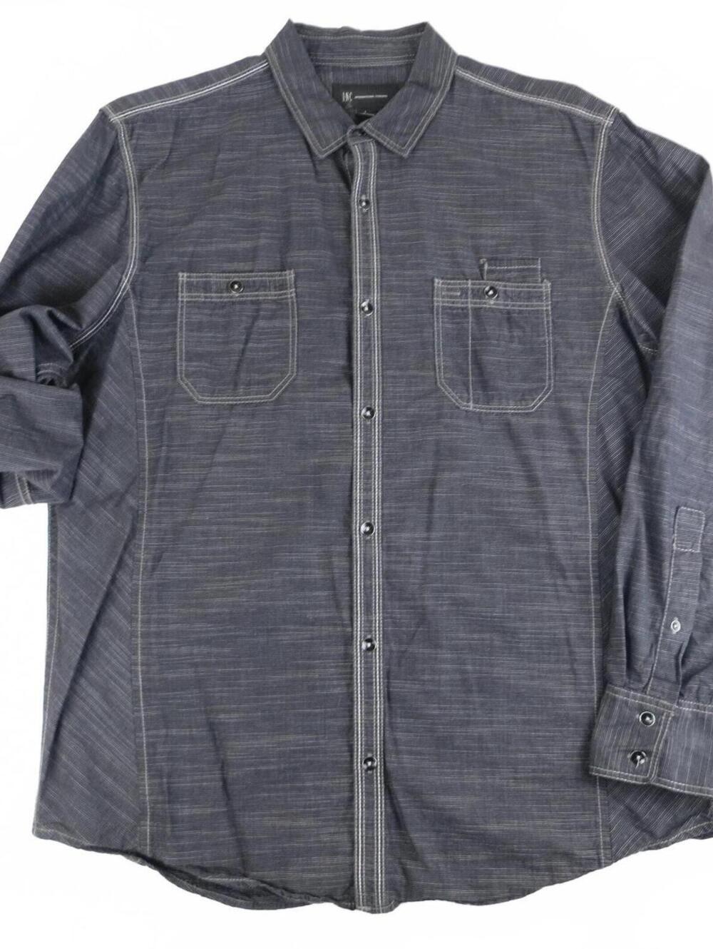 INC Men's Large Dark Gray Long Sleeve Button-Up Shirt